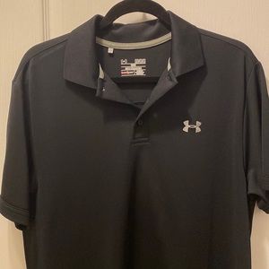 NEW! Under Armour Polo Shirt Men Large Adult Black Short Sleeve Outdoors Golf